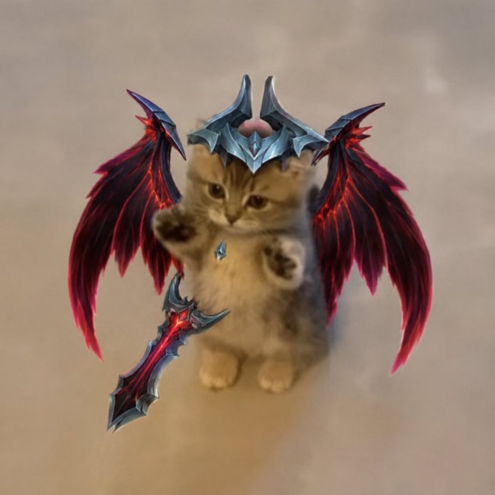 wiwiwi kitten as a winged demon knight